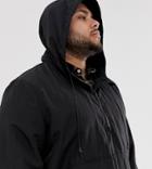Asos Design Plus Nylon Overhead Jacket In Black
