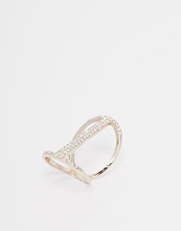 Lipsy Pave Bar Double Ring - Gold