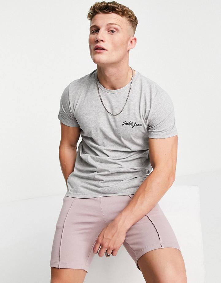 Jack & Jones Originals Small Chest Logo T-shirt In Gray-grey