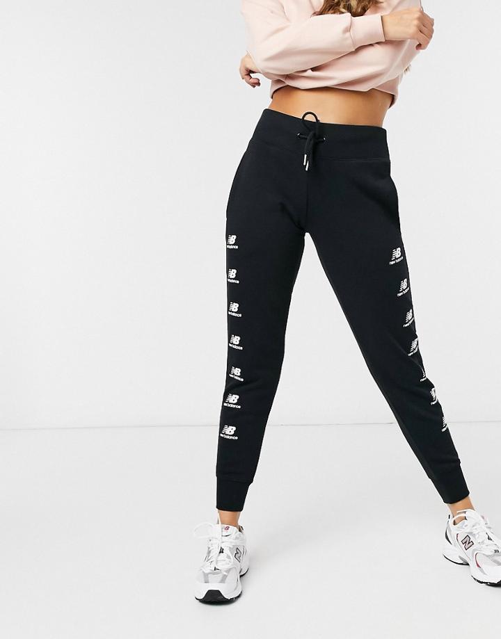 New Balance Stacked Logo Sweatpants In Black