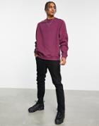 Asos Design Oversized Sweatshirt With Panel Detail In Burgundy - Part Of A Set-red