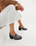 Asos Design Taxon Snake Print Heeled Loafers - Multi