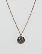 Asos Coin Necklace In Burnished Gold - Gold