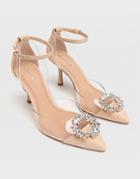 Stradivarius Heeled Slingback Shoes With Clear Toe And Crystals