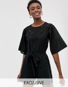 Only Broderie Romper In Black-multi