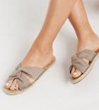 Asos Design Wide Fit Jollie Knotted Mule Espadrille In Beige-neutral