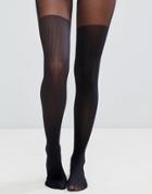 Asos Design Recycled Rib Over The Knee Tights - Black