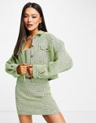 Asos Design Boucle Suit Crop Shacket In Neon-green