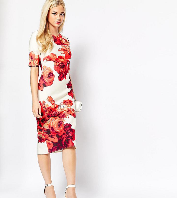 True Violet Pencil Dress In All Over Print - Multi