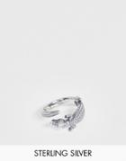 Asos Design Sterling Silver Ring With Crocodile Design In Silver
