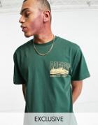 Reclaimed Vintage Inspired Organic Cotton Relaxed T-shirt With Oregon Graphic In Green