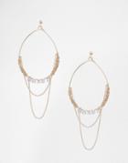 Orelia Chain Wrap Bead Hoop Earrings - Gold