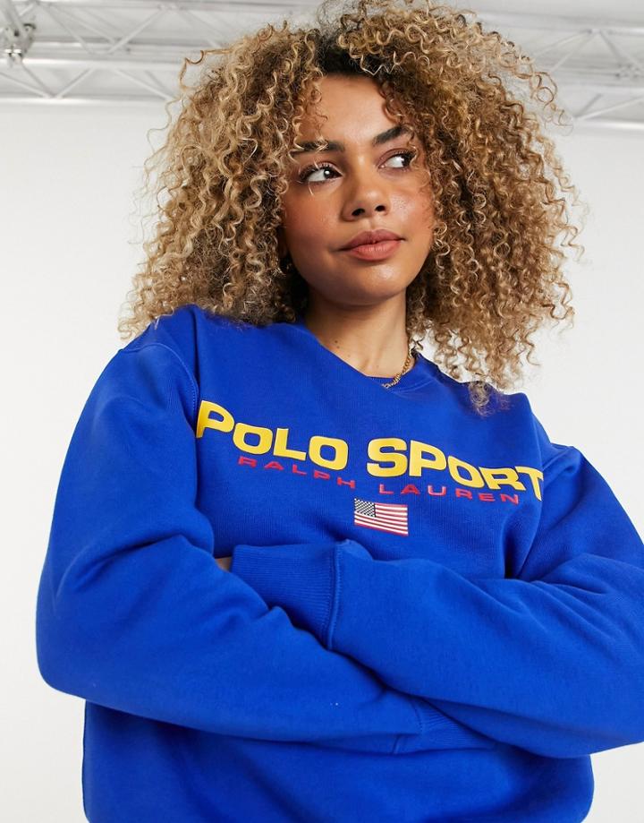 Polo Ralph Lauren Sports Logo Sweatshirt In Blue-blues