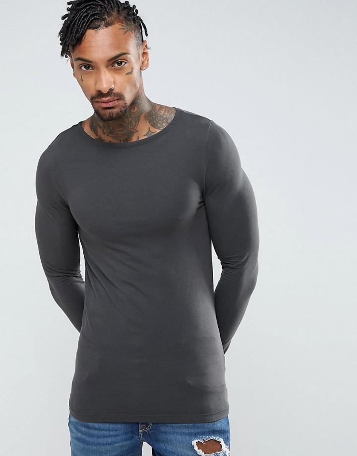 Asos Extreme Muscle Fit T-shirt With Boat Neck - Black