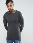 Asos Extreme Muscle Fit T-shirt With Boat Neck - Black