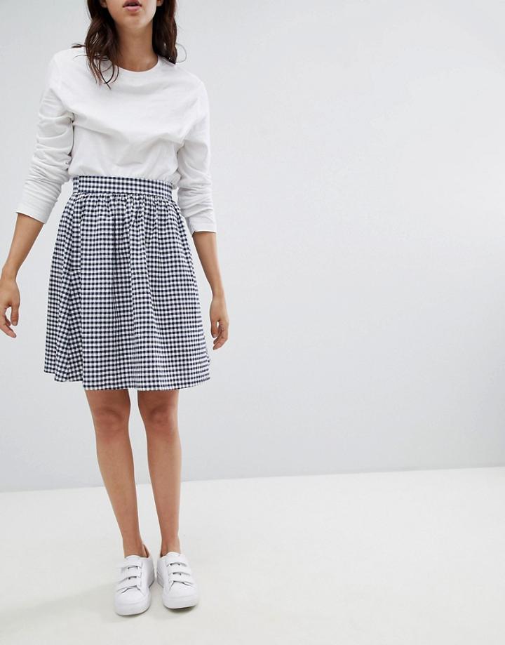 Mads Norgaard Gingham Skater Skirt - Navy