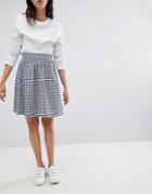 Mads Norgaard Gingham Skater Skirt - Navy