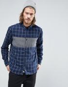 Element Cooper Large Check Shirt Buttondown Gingham Chest In Blue - Blue