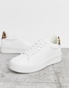 Public Desire Panther Leopard Detail Sneakers - White