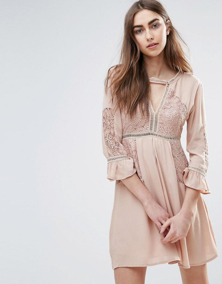 Raga Love Always Dress With Fluted Sleeve - Cream