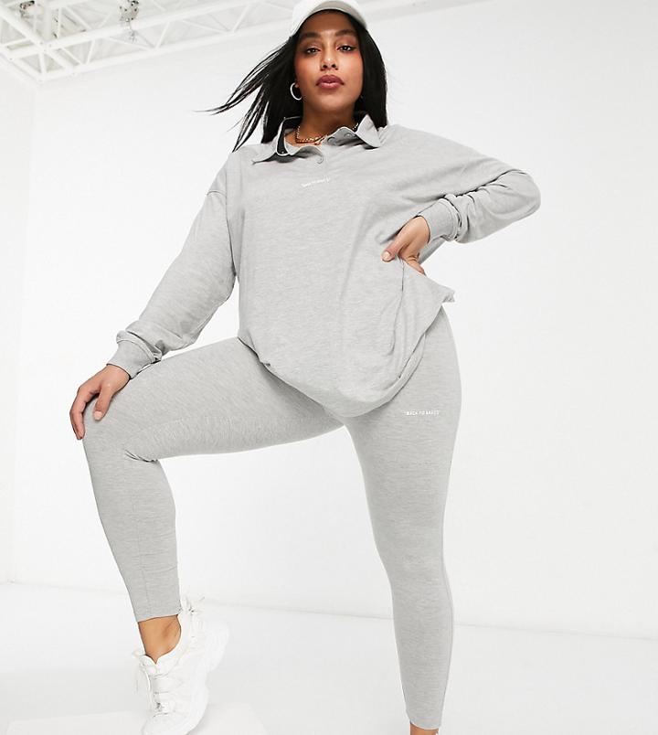 Public Desire Curve Leggings With Slogan In Gray Heather-grey