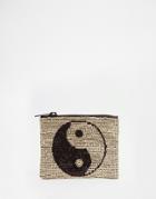 Asos Handstitched Sequin Yin And Yang Coin Purse - Gold