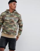 Pull & Bear Hoodie In Camo With Logo - Green
