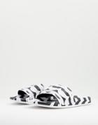 Adidas Originals Marimekko Adilette Slides In Black And White