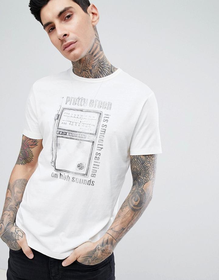 Pretty Green Transistor Graphic T-shirt In Off White - White