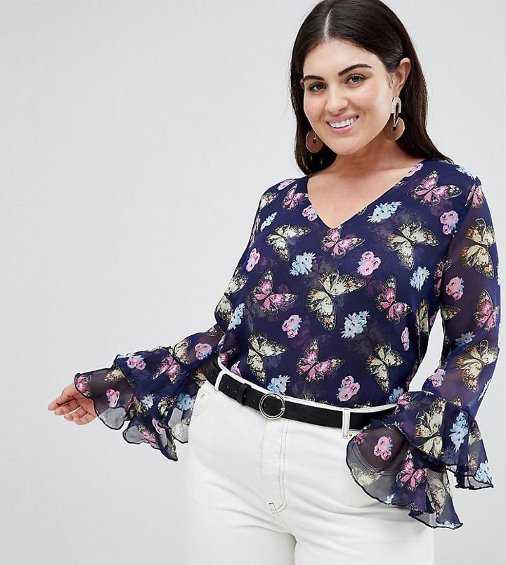 Koko Printed Blouse With Frill Sleeve - Multi