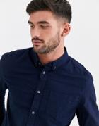 Burton Menswear Long Sleeve Oxford Shirt In Navy