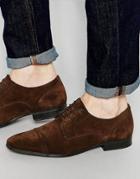 Asos Derby Shoes In Brown Suede With Toe Cap - Brown