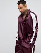 Asos Loungewear Satin Pjyama Top With Cut & Sew - Red