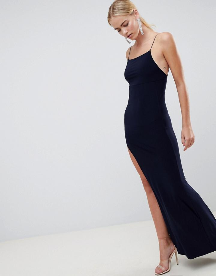 Asos Design Slinky Maxi Dress-navy