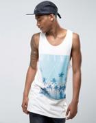 New Look Longline Tank With Miami Print In White - White