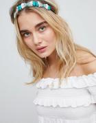 Asos Design Faux Semi-precious Bead Headband - Multi