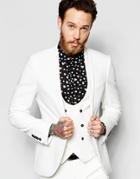 Noose & Monkey Suit Jacket With Stretch And Shawl Lapel In Super Skinny Fit - White