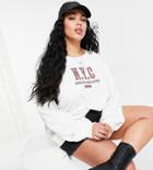 Only Curve Nyc Print Sweatshirt In Cream-white