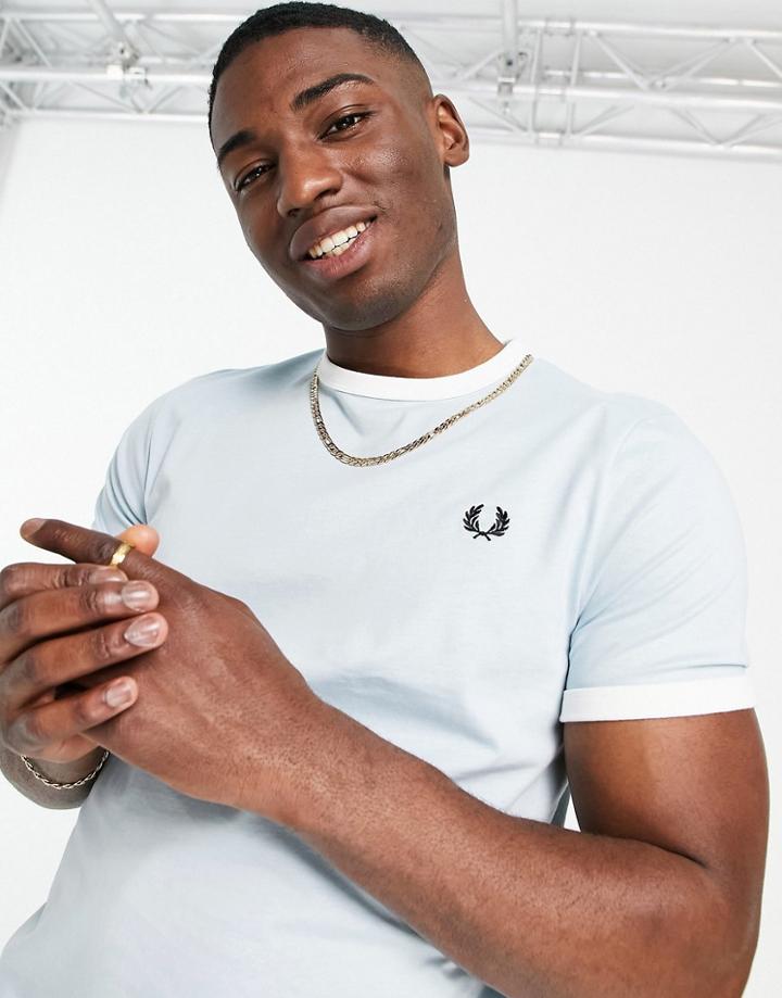 Fred Perry Ringer T-shirt In Light Blue