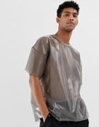 Asos Design Festival Oversized T-shirt In Transparent Fabric In Black