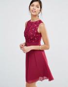 Little Mistress Skater Dress With Crochet Body - Red