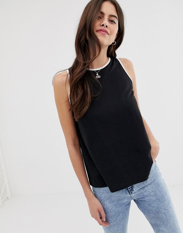 Asos Design Swing Tank With Tipping In Black - Multi