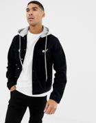 Voi Jeans Denim Jacket With Hood In Washed Black