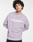Asos Dark Future Oversized Sweatshirt With Blurred Logo Print In Purple