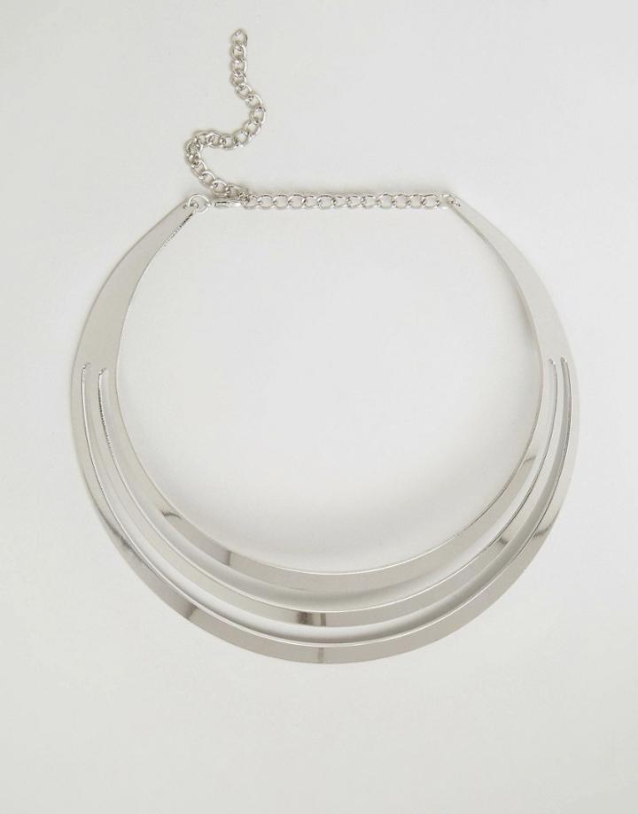 Ruby Rocks Triple Layer Torq Necklace - Silver