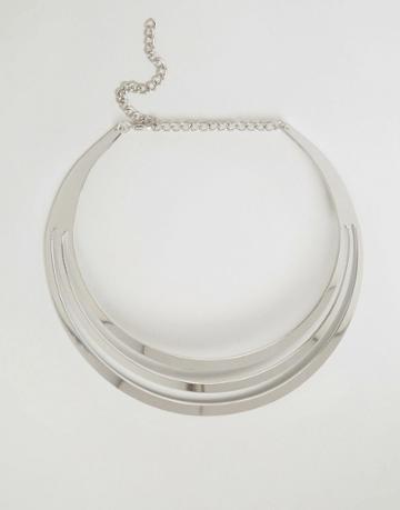 Ruby Rocks Triple Layer Torq Necklace - Silver