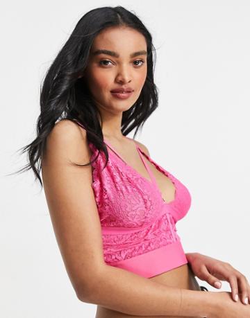Tutti Rouge Fuller Bust Gia Lace Bralette In Hot Pink