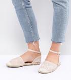 Truffle Collection Wide Fit Stud Trim Espadrille - Beige
