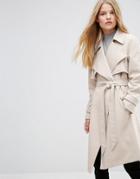 Asos Trench With Waterfall Detail - Pink