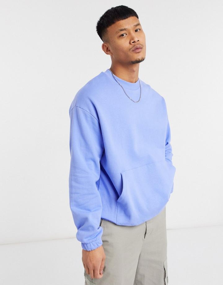 Asos Design Oversized Sweatshirt In Blue-blues
